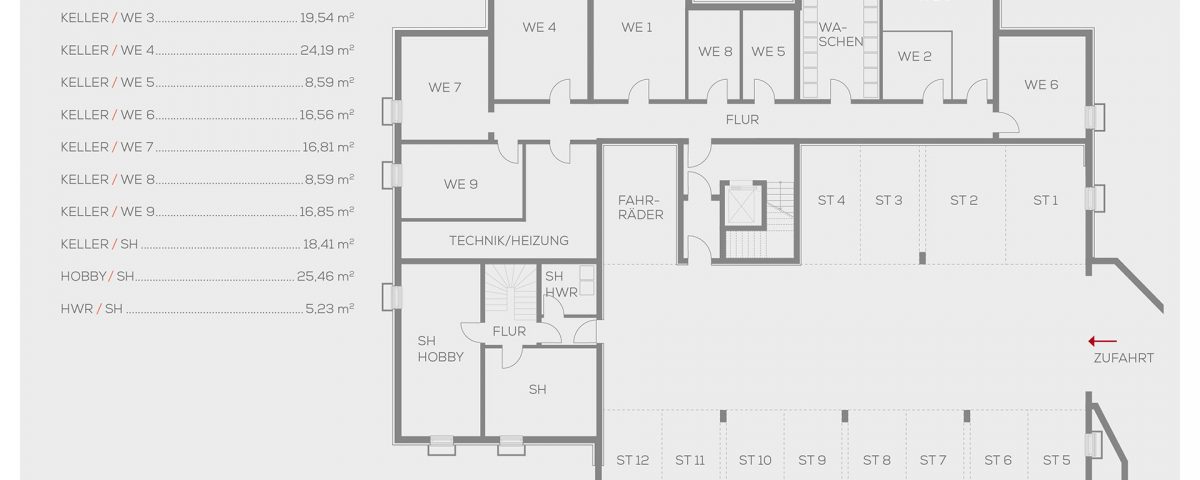 Grundriss Tiefgarage | Frankenresidenz Ottensoos | Frankenresidenz