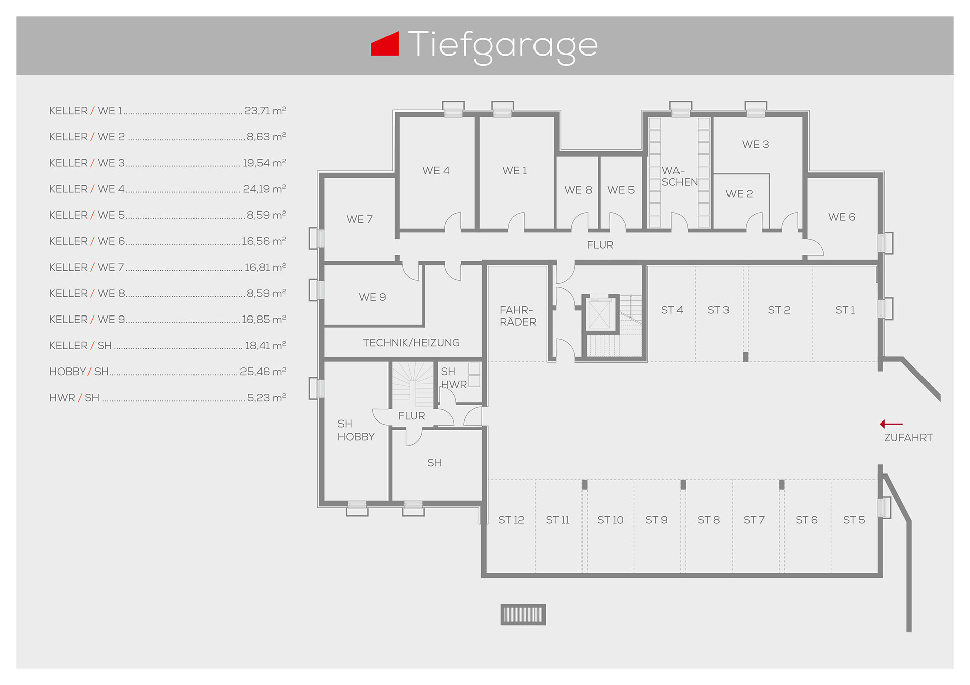 Grundriss Tiefgarage | Frankenresidenz Ottensoos | Frankenresidenz