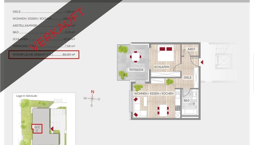 Grundriss Wohnung 2, EG | Frankenresidenz Ottensoos | Frankenresidenz