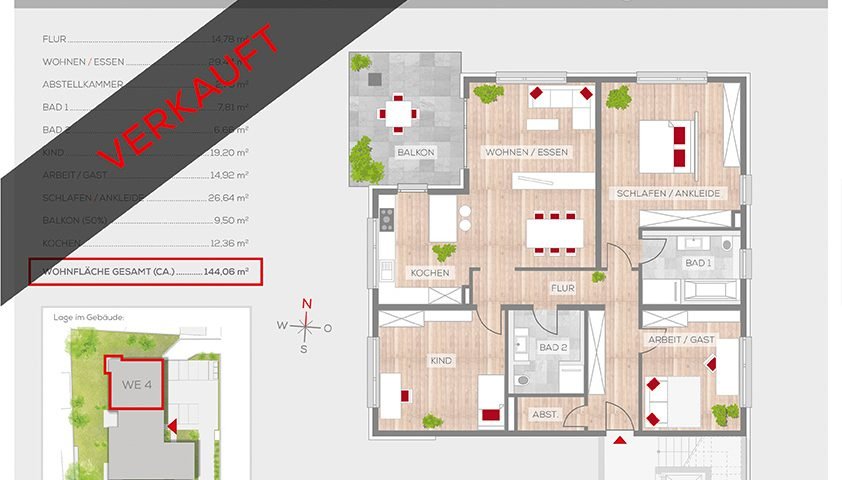 Grundriss Wohnung 4, 1. OG | Frankenresidenz Ottensoos | Frankenresidenz