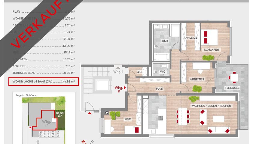 Grundriss Wohnung 2, EG | Frankenresidenz Kotzenhof | Frankenresidenz