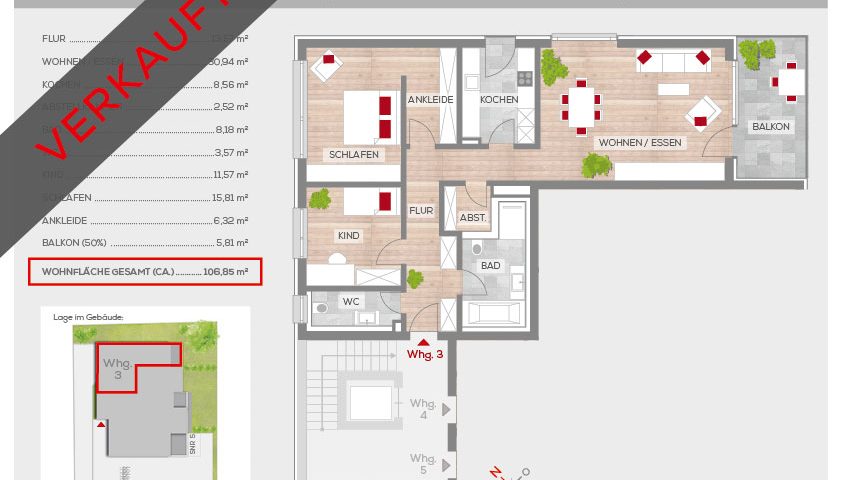 Grundriss Wohnung 3, 1. OG | Frankenresidenz Kotzenhof | Frankenresidenz