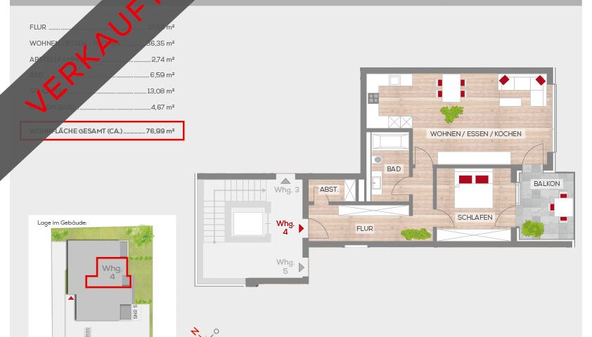 Grundriss Wohnung 4, 1. OG | Frankenresidenz Kotzenhof | Frankenresidenz