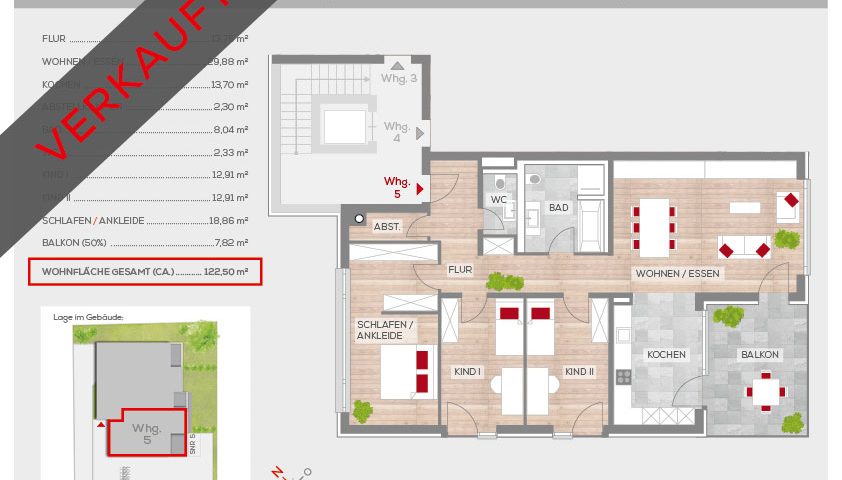 Grundriss Wohnung 5, 1. OG | Frankenresidenz Kotzenhof | Frankenresidenz